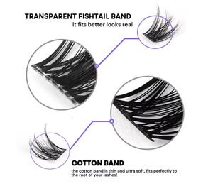 Faux cils en grappe DIY personnalisés pour femmes, faits à la main, en vison synthétique noir mat foncé, pré-collés, sans colle, sans aiguille à eyeliner, à presser - Product Image 2