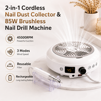 Mini aspirateur à poussière pour ongles sans fil 2 en 1, ultra-suction, vitesse 4500 tr/min avec pièce à main de perceuse à ongles sans balais