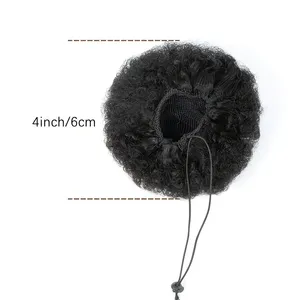 Extension <span class=keywords><strong>de</strong></span> Cheveux Synthétiques <span class=keywords><strong>Afro</strong></span> Puff Chignon Durable avec Cordon <span class=keywords><strong>de</strong></span> Serrage <span class=keywords><strong>Queue</strong></span> <span class=keywords><strong>de</strong></span> <span class=keywords><strong>Cheval</strong></span> Noir 4 Pouces Pratique Fluffy Kinky Curly Kid Hair - Product Image 5