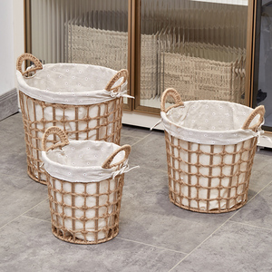 Offres Spéciales Nouveau Design Grand <span class=keywords><strong>Panier</strong></span> à <span class=keywords><strong>Linge</strong></span> Rond en <span class=keywords><strong>Rotin</strong></span> Tissé à la Main Ensemble de 3 <span class=keywords><strong>Panier</strong></span> Tissé avec Poignée - Product Image 3