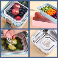 FTS boîte à bento en acier inoxydable en plastique personnalisable adultes pour les femmes ensemble de bureau trois couches coréenne boîte à lunch boîte à lunch