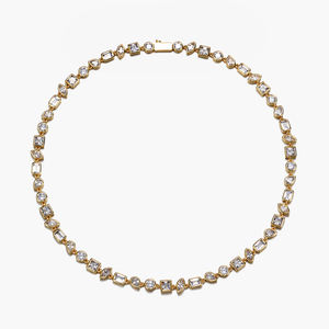 ヒップホップ女性ジュエリーアイシングアウトゴールドメッキラウンドハートスクエアカットCZリンクチェーンマルチシェイプダイヤモンドベゼルテニスネックレス - Product Image 1