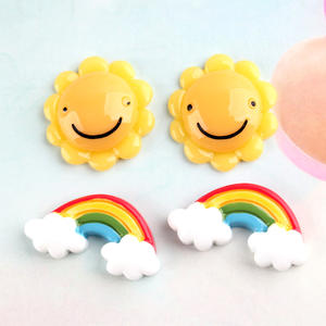 Cabochon à dos plat en résine écologique tournesol arc-en-ciel bricolage porte-clés pour téléphone portable et décorations pour enfants - Product Image 6