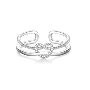 Anillo de Compromiso de Diseño Personalizado CANNER con Circonita Cúbica, Anillo de Plata 925 con Doble Cruz y Corazón, Regalos para el Día de San Valentín - Product Image 1
