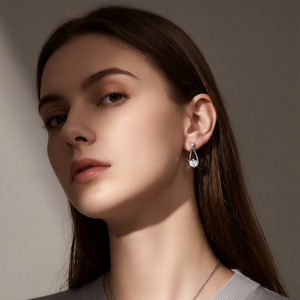 MSE-974 Messi Jewelry Silver925 Twisted Knot Floating <b>Diamond</b> <b>Dangle</b> <b>Earrings</b> For Women - Product Image 3