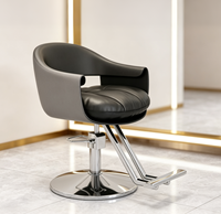 Fauteuil de Barbier Moderne et Élégant Incurvé, Réglable en Hauteur Hydrauliquement, Pivotant à 360°, pour Salon de Coiffure et Institut de Beauté