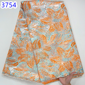 Tissu de dentelle africaine 2023 Tissu de dentelle brocart jacquard doré français de haute qualité pour robes de soirée élégantes nigérianes 3754 - Product Image 3