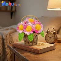 Tournesol en crochet pour le soutien émotionnel, plante en pot, mini panier de fleurs fait main, amigurumi pour la décoration du tableau de bord de voiture, compagnon de bureau, cadeau