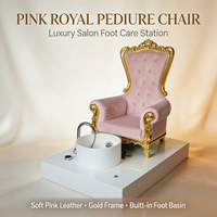 Fauteuil de pédicure de luxe rose style Princesse, chaise de spa à dossier haut européen avec cadre doré, station de manucure pour salon de beauté VIP