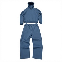 Ensemble survêtement bleu à capuche et pantalon de jogging, coupe ample, grande taille, séchage rapide, respirant, pour femme, printemps