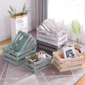 Boîtes de rangement décoratives rustiques marron antique faites à la main, lot de 3 caisses de rangement <span class=keywords><strong>en</strong></span> <span class=keywords><strong>bois</strong></span> gigognes extra larges - Product Image 4