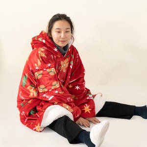 Coperta Indossabile con Cappuccio e Maniche - Coperta Sherpa con Cappuccio per Adulti, Regalo Caldo per Mamma e Donne, Felpa Invernale con Cappuccio - Product Image 3