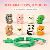 Kabel Data USB C Tipe C ke Tipe C dengan 8 Gaya Figurine Kartun Silikon Lepas Pasang, Kepang, dan Aksesoris yang Dapat Ditukar