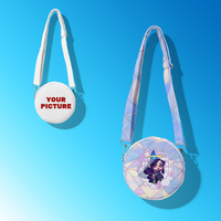 Sac cylindrique élégant personnalisé avec imprimé anime, sac bandoulière rond pour femme, prix d'usine, petit sac circulaire personnalisé avec dessin animé