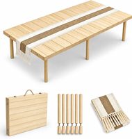 Table de pique-nique pliante portable en bois massif, table basse moderne pliable, hauteur réglable, plage, camping, jardin, extérieur