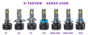 X-7SEVEN 2024 Newest High Power XARES 2 Copper Tubes 240W 65000 Lumens Super Bright <b>Led</b> Headlight Kit for Car - Product Image 2