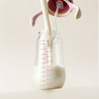 Set Botol Bayi dan Cangkir Air ALGO 3 in 1 330ml Bebas BPA, PP, Silikon Lembut, Cangkir Bayi Bentuk Bebek, Motif Kartun, Cangkir Sedotan Bayi