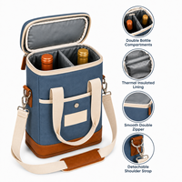 Sac Isotherme en Toile pour Vin avec Fond en Cuir et Doublure Isolante – Sac Glacière Portable pour Camping en Famille et Pique-nique – Offre Spéciale