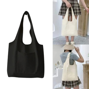 Reutilizable Eco algodón tela Shopper <span class=keywords><strong>libros</strong></span> lona chaleco bolsa <span class=keywords><strong>de</strong></span> compras mujeres estudiante comestibles lona bolsa con bolsillo - Product Image 6