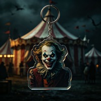 Porte-clés personnalisé en acrylique imprimé UV, thème Halloween effrayant, avec boîte à musique mignonne (citrouille maléfique, squelette), breloque de sac, idéal pour les cadeaux de fête