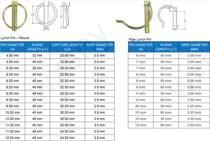 Personalizado 6mm 8mm Zinc plateado A2 A4 Acero inoxidable Seguridad Lynch Pins Linch Pins - Product Image 6