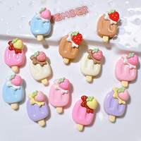 Article populaire MJ Craft Nouveaux charms en résine motif fraise glacée peints à la main Taille M Forme animale Accessoires DIY à dos plat pour la décoration