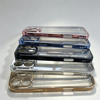 Étui de protection transparent électroplaqué ultra-fin avec bords droits - Compatible avec les séries iPhone 16, 15, 14 et 13 Pro Max