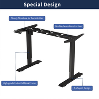 Escritorio Eléctrico Ajustable en Altura de 55"x24", Construcción de Metal y Madera, Acabado Negro Rústico Marrón, Escritorio para Oficina en Casa/Computadora/Juegos