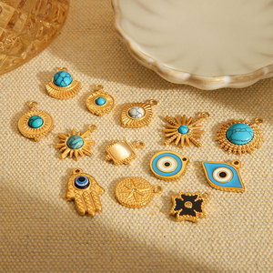 Colgantes de Turquesa Vintage de Acero Inoxidable 316L con Baño de Oro de 14k y 18k, Inoxidables, para Fabricación de Joyas, Collares y Pulseras - Product Image 3