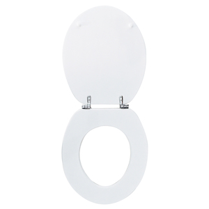 Wholesale White <strong>Wood</strong> <strong>Toilet</strong> <strong>Seat</strong> Factory Direct, OEM Customized Grooved WC Lid with Adjustable Chrome Hinges - Product Image 2