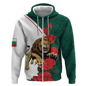 Jour de la libération de la Bulgarie Fabricant de sweat à capuche zippé Imprimé sur <span class=keywords><strong>Deman</strong></span> Lions Mascotte Veste imprimée Pull à capuche lourd pour hommes - Product Image 3