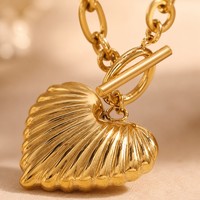 Meilleure Vente 2026 – Collier Pendentif Cœur Tendance pour Femme avec Fermoir OT, en Acier Inoxydable Étanche – Accessoire de Mode Estival