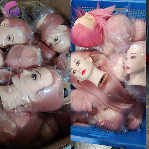 Tête de mannequin d'entraînement de haute qualité, cheveux longs roses, blonds et bruns, pour la <span class=keywords><strong>coiffure</strong></span>, tresses hollandaises, françaises et queue de poisson - Product Image 6