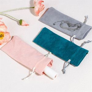 Pochette à bijoux en velours avec cordon de serrage, logo personnalisé en estampage à chaud, en microfibre de daim de luxe, pour l'emballage de bijoux et le rangement de cadeaux - Product Image 2