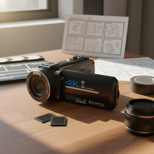 Цифровая видеокамера для соцсетей, блогеров, фото- и видеоблогов, спортивная, 4K, 56 МП, с широкоугольным объективом 270° и ночным видением - Product Image 1