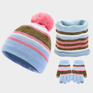 Europe America Hot Selling Kids 3 Set Gloves Collar Beanie Cap Children Winter Warm <b>Hat</b> - Product Image 1