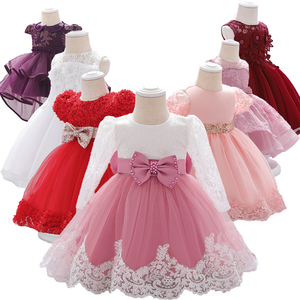Vestido <span class=keywords><strong>de</strong></span> <span class=keywords><strong>Bautizo</strong></span> MQATZ <span class=keywords><strong>para</strong></span> Bebé Niña <span class=keywords><strong>de</strong></span> 3 a 24 Meses, Encaje, Manga Larga, Ropa Infantil, Primer Cumpleaños, Lindo Vestido <span class=keywords><strong>de</strong></span> Fiesta con Flores L1940XZ - Product Image 1