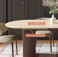 Ensemble de table à manger ovale 6 places en bois massif français Design Wabi-Sabi moderne pour appartement et hôtel