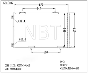 <span class=keywords><strong>Condenseur</strong></span> de climatisation pour PEUGEOT Ely/C3-XR/301/2008 1.6 OEM 9809645680 Auto Parts - Product Image 2