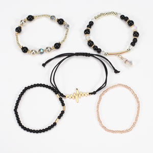 Bracelets à perles tendance motif battement de cœur pour femmes, réglables, multicouches, en cristal et strass, bijoux cadeau fabriqués en Chine - Product Image 3