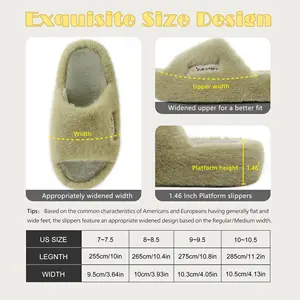 Women's Slippers Fuzzy Warm Comfy Faux Fur Slip-on Fluffy Bedroom House Shoes Memory Foam Suede Cozy Plush Breathable Anti-Slip