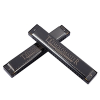 24 Holes Tremolo Harmonica Stylish C Tone Black Mouth Organ Harp for Professional Player Beginner Students Kid Adults