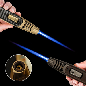 Encendedor de cigarros de fiesta Metal grande azul sola antorcha llama hogar multifunción encendedores butano Micro antorcha encendedor - Product Image 3