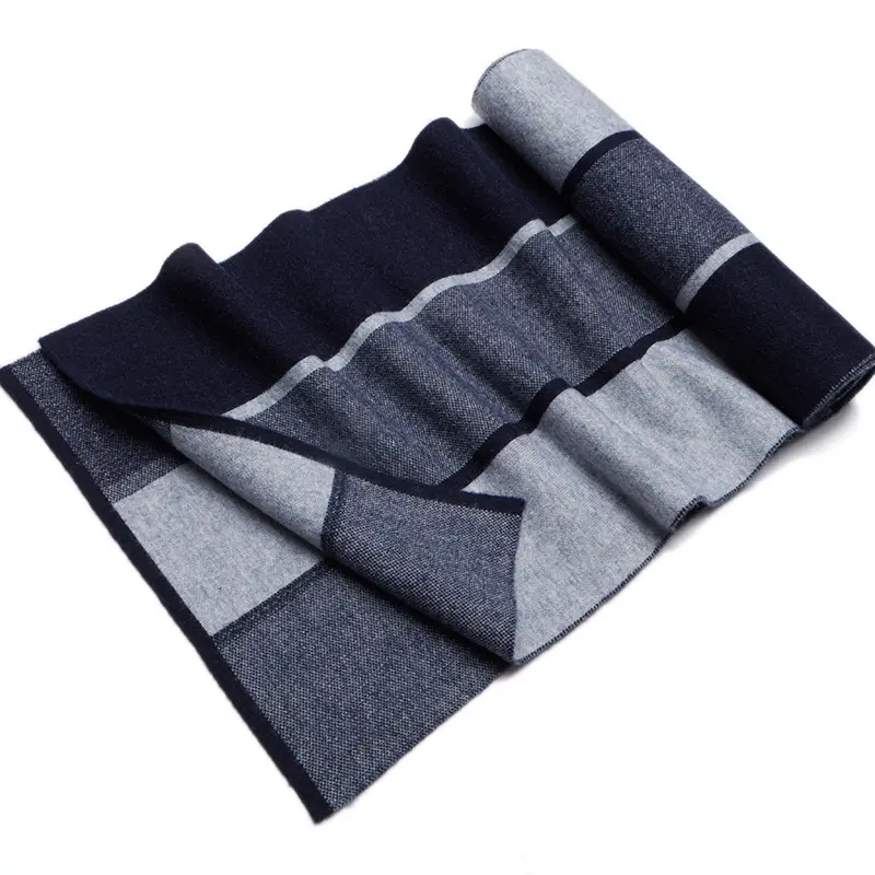 Inner Mongolia factory direct supply 100% pure wool men's knitted plaid striped scarf autumn and winter warm scarf