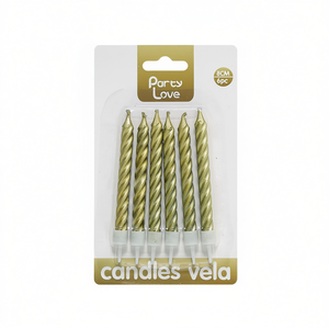 Velas de Cumpleaños en Espiral Doradas de 8 cm, Paquete de 6 Unidades, Party Love Candles - Product Image 3