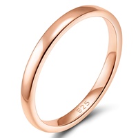 OAHLAN Feiner Schmuck Schlichte 2mm Rhodium Gold und Roségold 925 Sterling Silber Herren- und Damenringe für Hochzeit und Verlobung