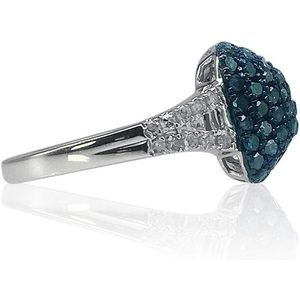 Anillo de Plata de Ley con Diamantes Cuadrados en Forma de Domo, 1.17 Quilates en Total, Corte Brillante Redondo, Joyería de Compromiso para Mujer - Product Image 2