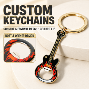 Gitarren-Schlüsselanhänger Flaschenöffner aus Metall-Zinklegierung Kreatives Musikfestival-Konzert-Souvenir Schlüsselring Anhänger Zubehör Personalisierbar - Product Image 1