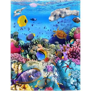 Marine Life Flannel <b>Blanket</b> Throw <b>Blanket</b> Nap <b>Blanket</b> Reversible Cozy <b>Warm</b> for Home Office Nap Custom Print OEM ODM - Product Image 2