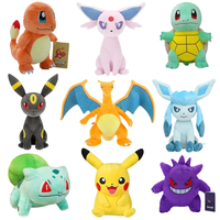 Peluches Pokémon en gros de haute qualité avec étiquette, figurines de dessins animés Pikachu, Charmander, Squirtle, Bulbasaur, jouets en peluche